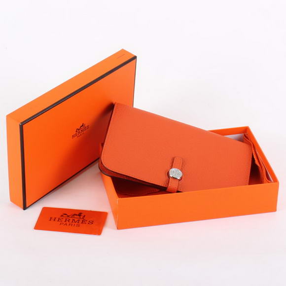 1:1 Quality Hermes Dogon Combined Wallets A508 Orange Replica - Click Image to Close